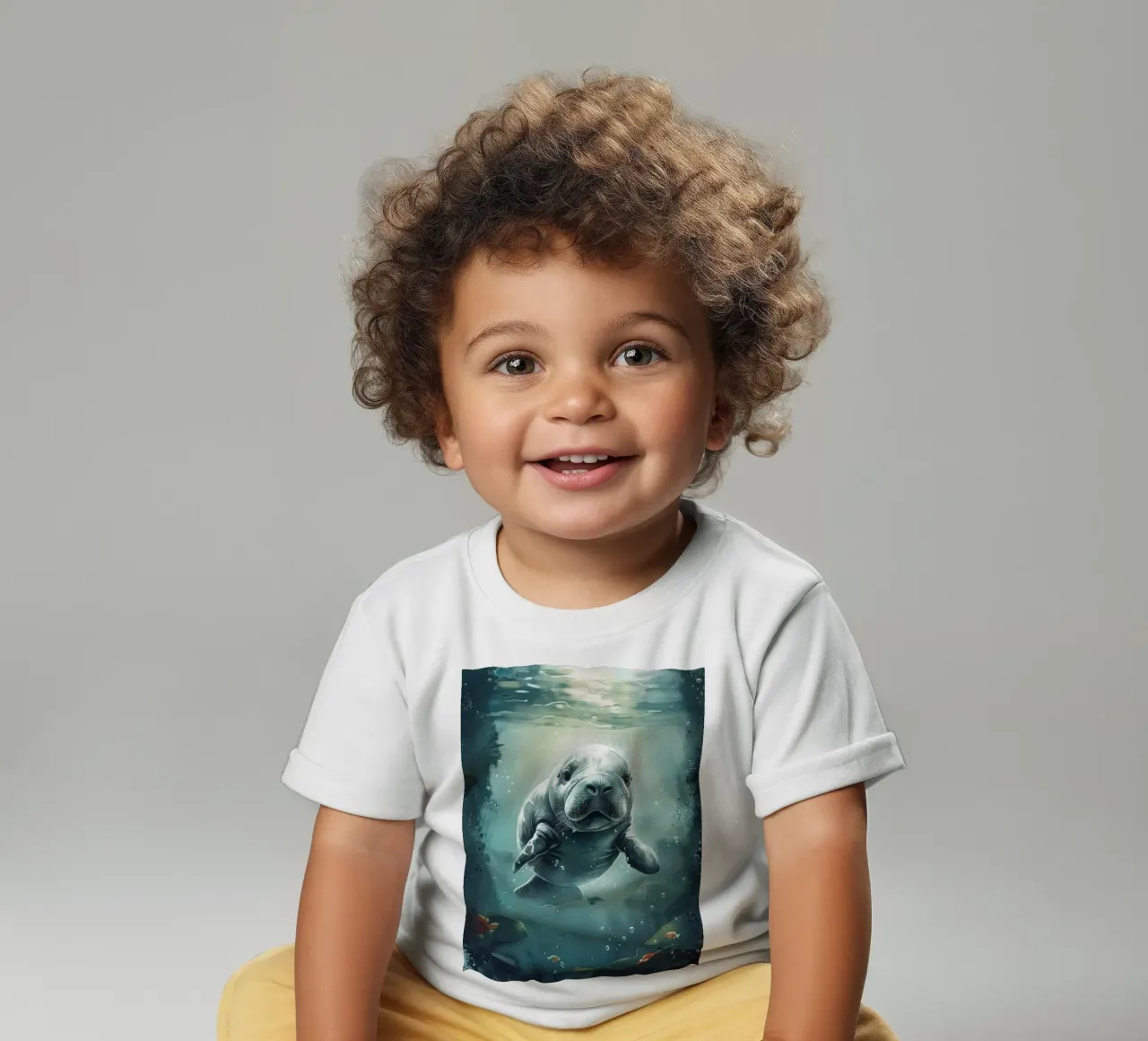 Manatí nadando graciosamente bajo la superficie de un claro camiseta de bebé de DesignDoodle