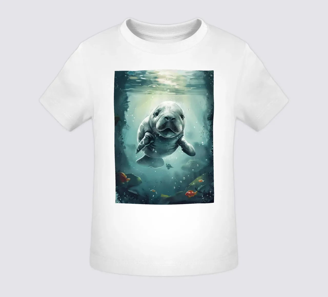 Manatí nadando graciosamente bajo la superficie de un claro camiseta de bebé de DesignDoodle