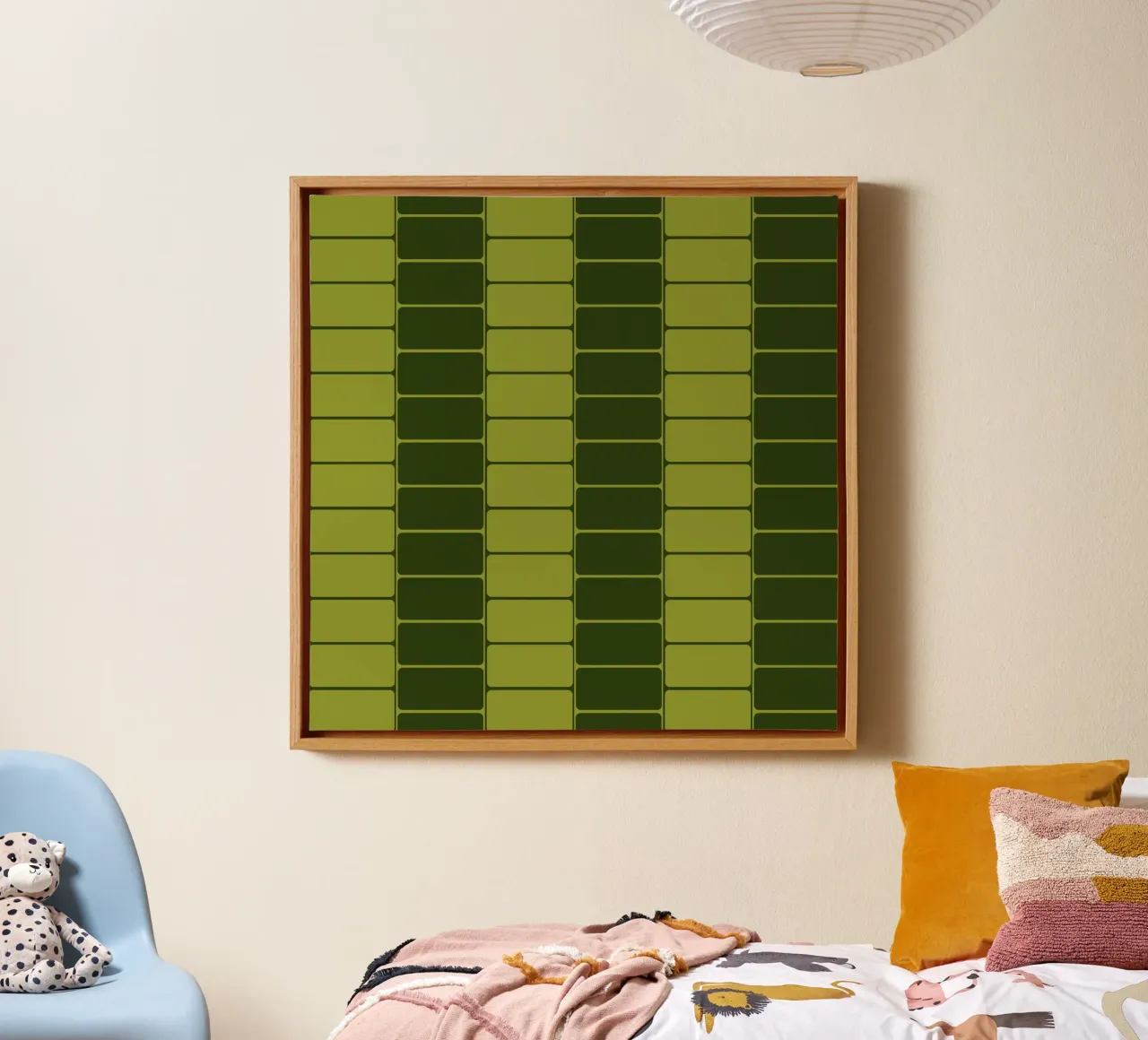 Green moody flow canvas met Baklijst van TijanaArtStudio88