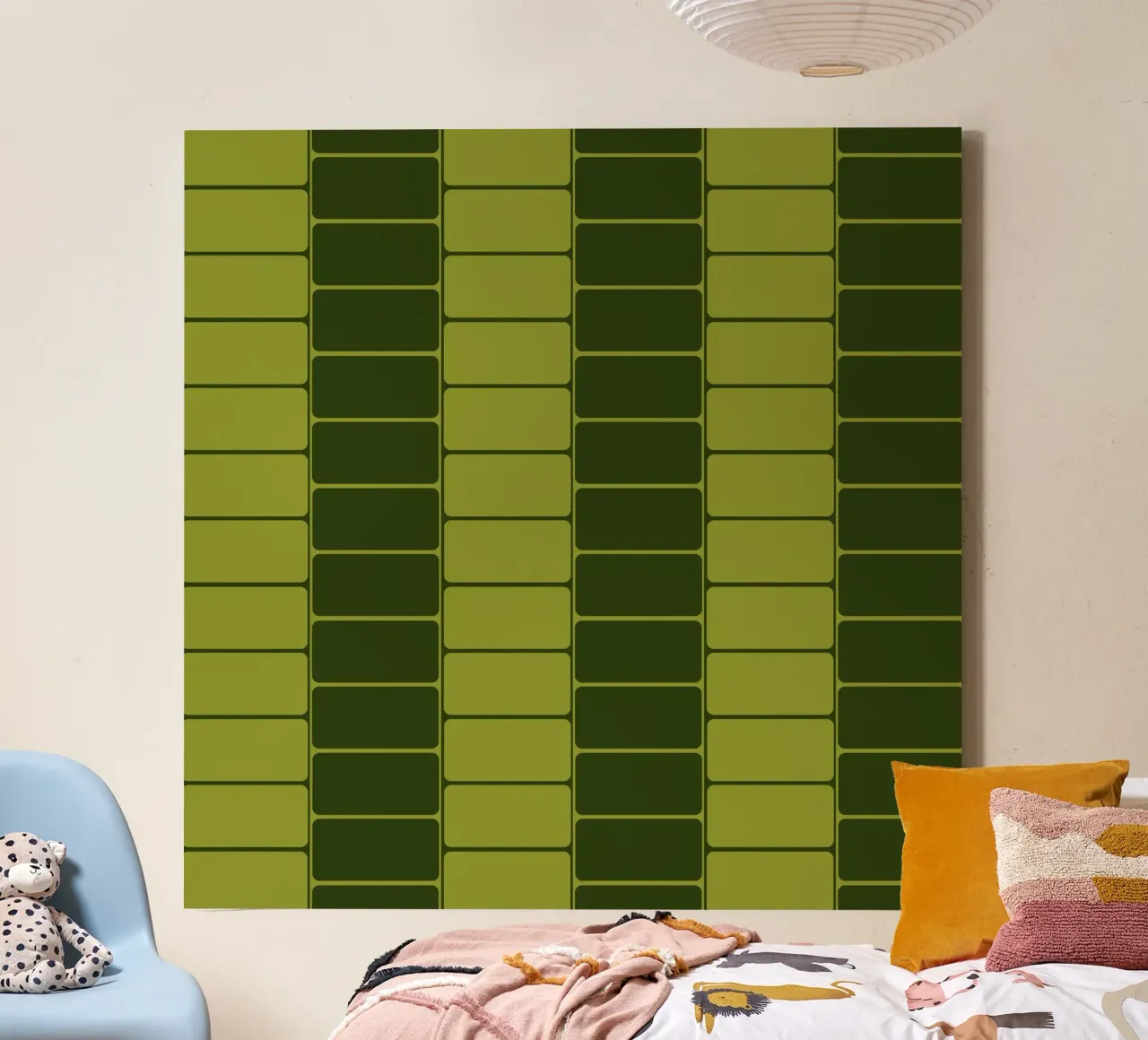 Green moody flow canvas met Baklijst van TijanaArtStudio88