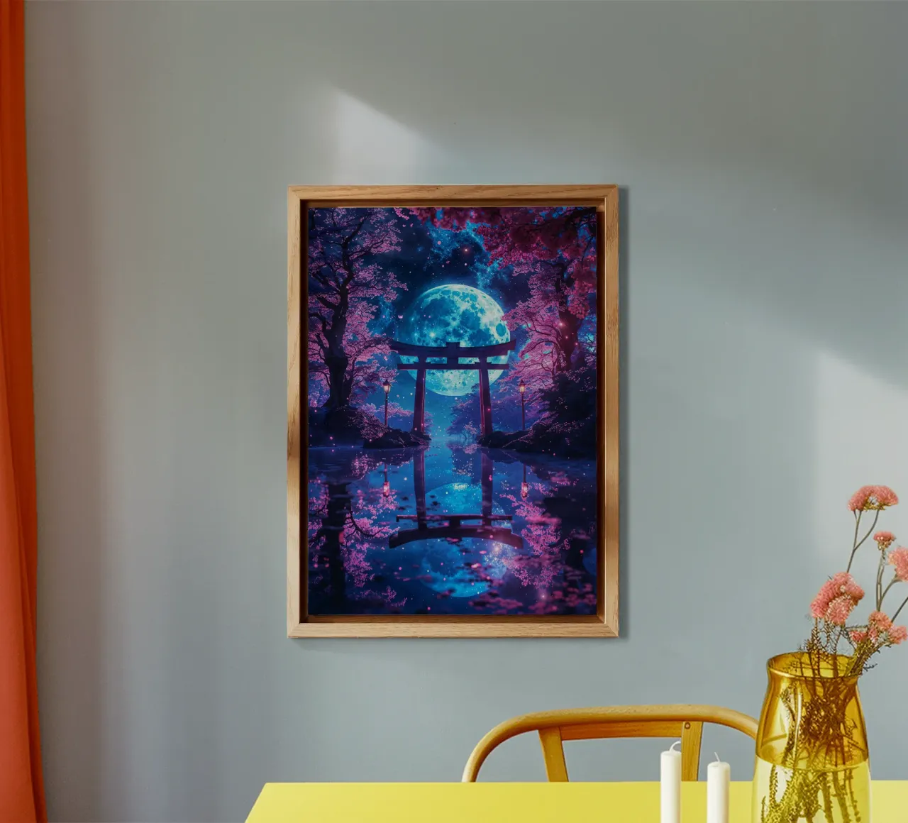 Enchanted Moonlit Torii alluminio dibond da Pixaverse