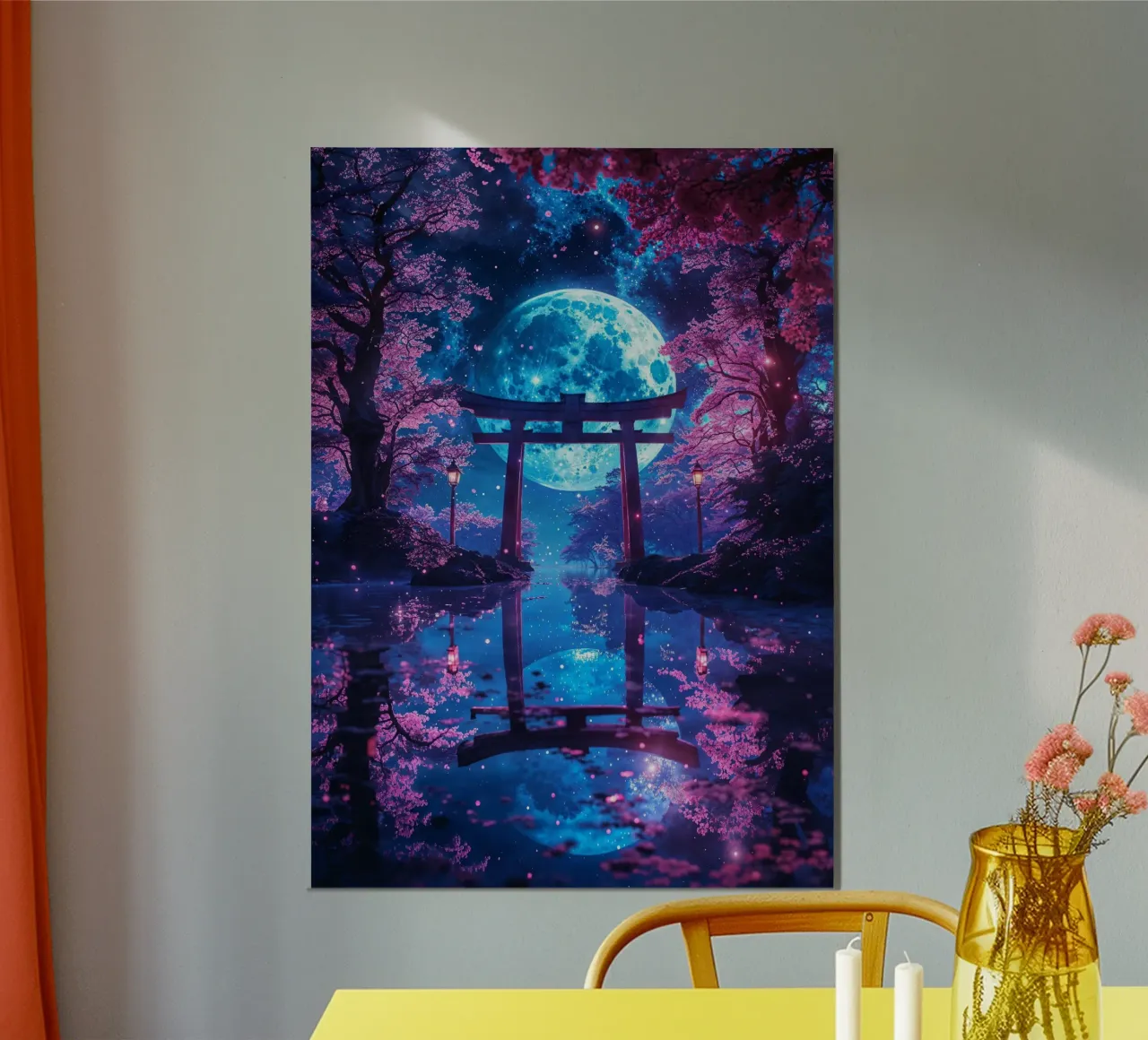 Enchanted Moonlit Torii alluminio dibond da Pixaverse