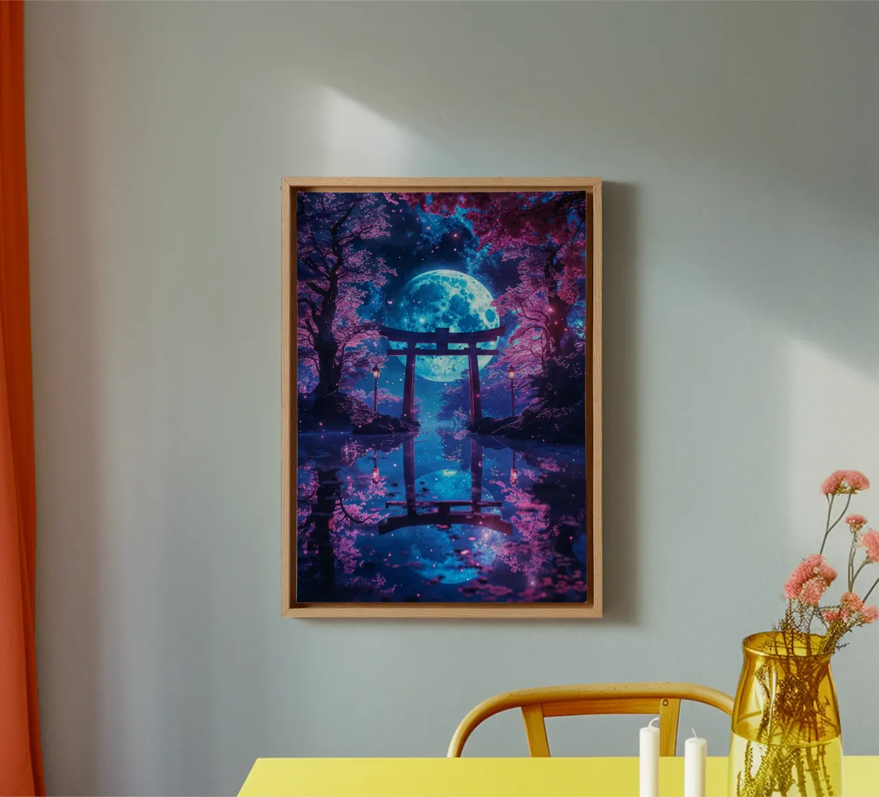 Enchanted Moonlit Torii canvas van Pixaverse