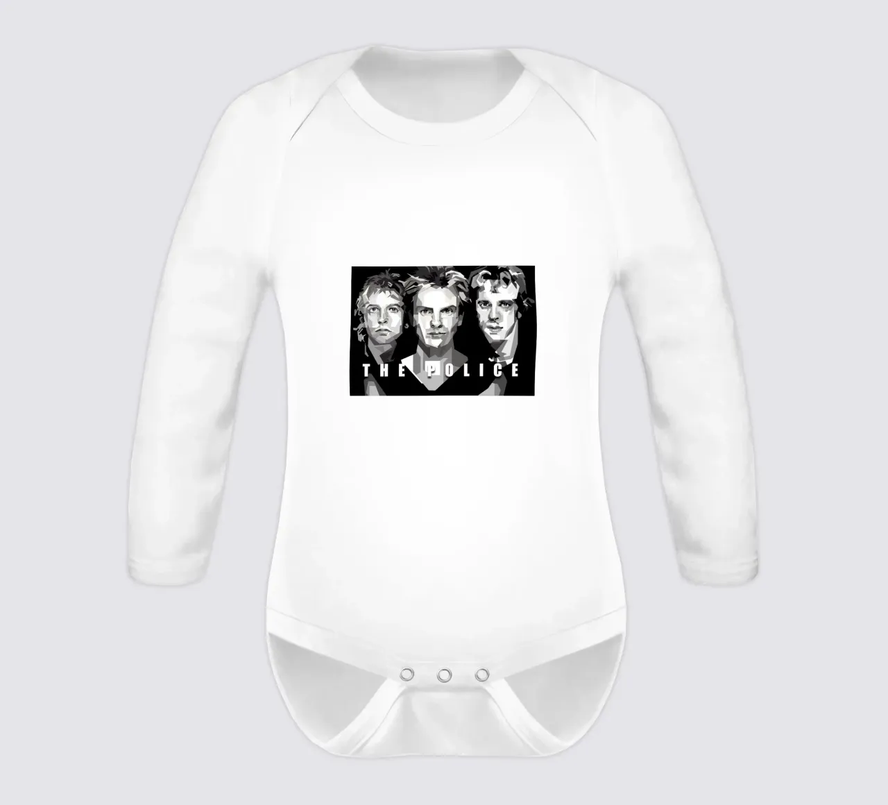 The Police Band Monochrome Illustration long-sleeve baby romper by Artkreator