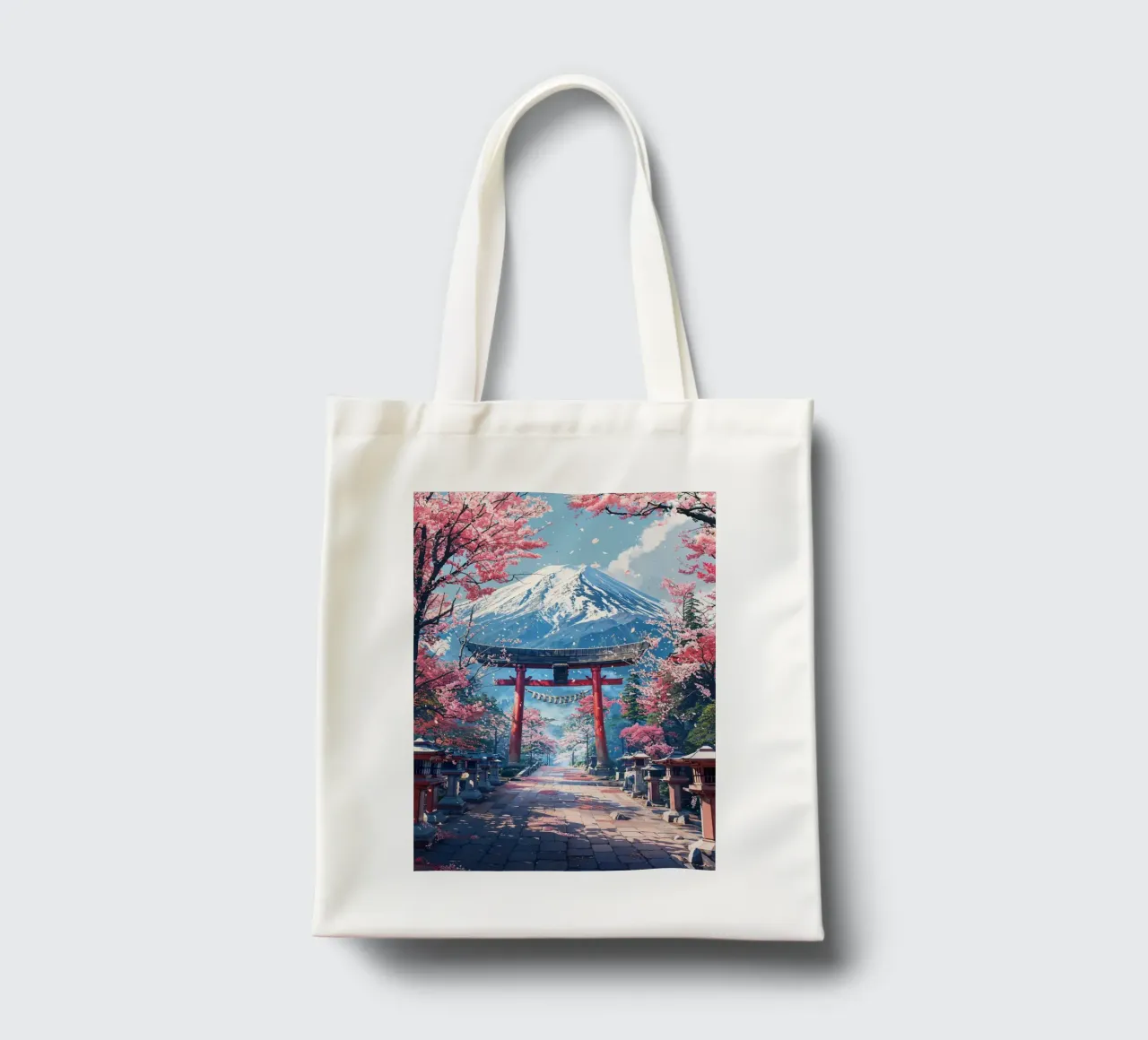 Sacred Sakura Path to Fuji borsa in juta da Pixaverse