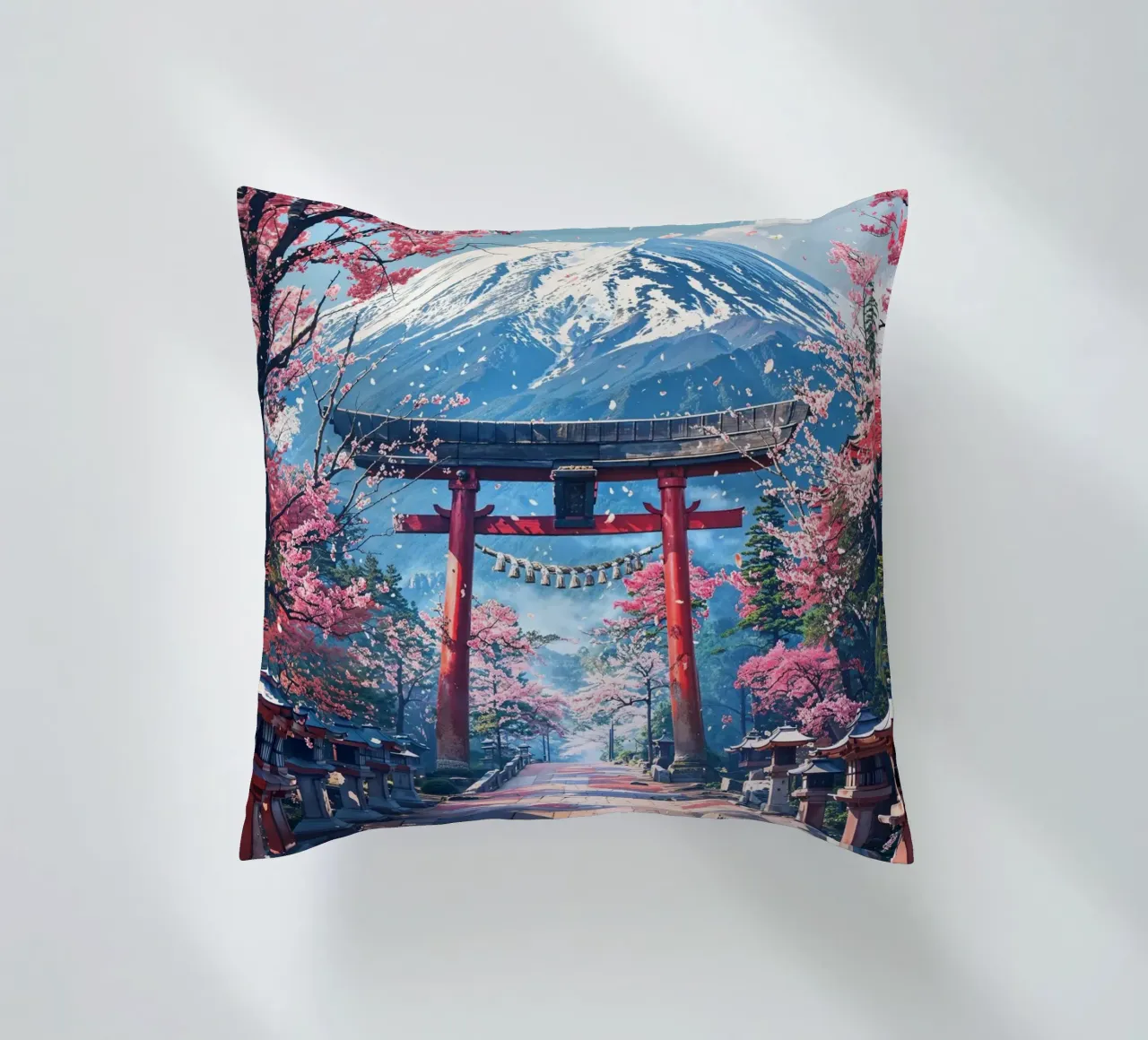 Sacred Sakura Path to Fuji cuscino da Pixaverse