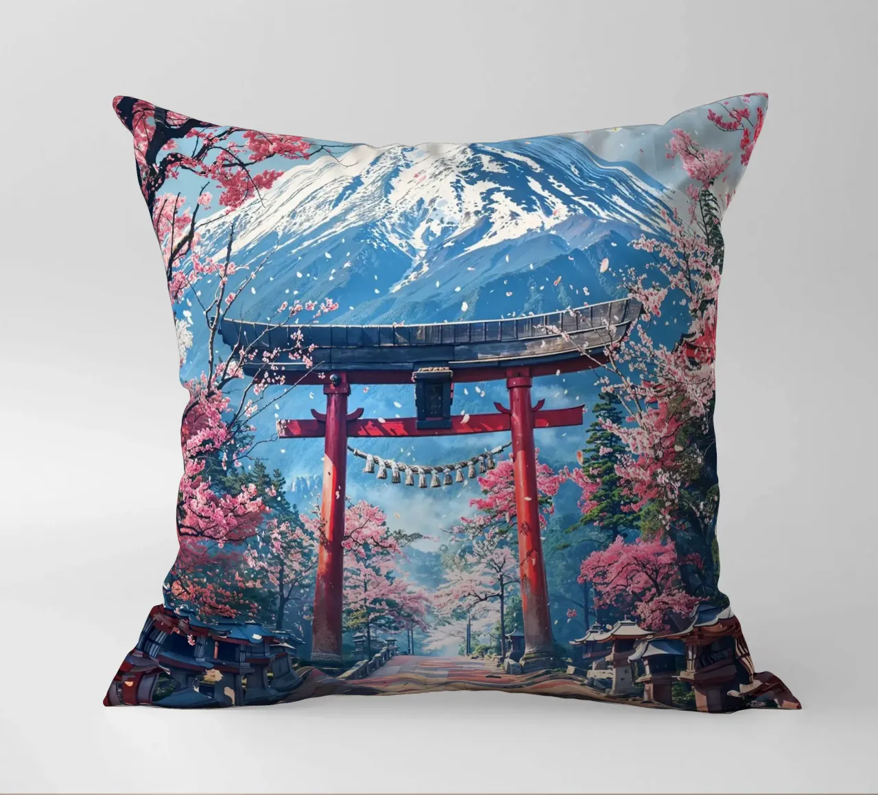 Sacred Sakura Path to Fuji cuscino da Pixaverse