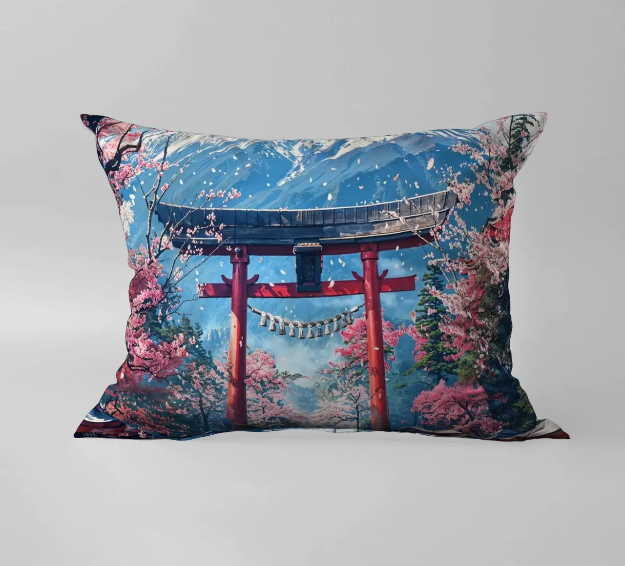 Sacred Sakura Path to Fuji cuscino da Pixaverse