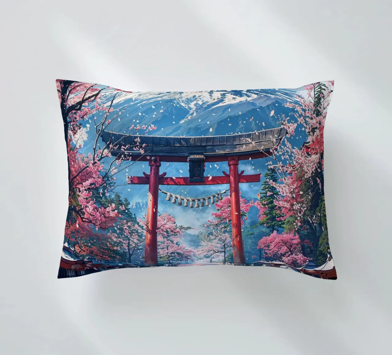 Sacred Sakura Path to Fuji cuscino da Pixaverse