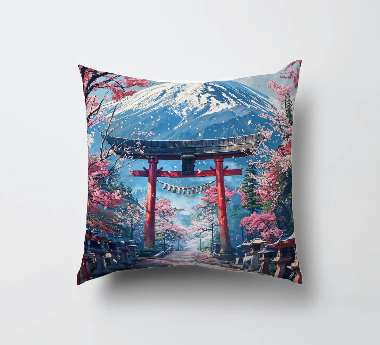 Sacred Sakura Path to Fuji cuscino da Pixaverse