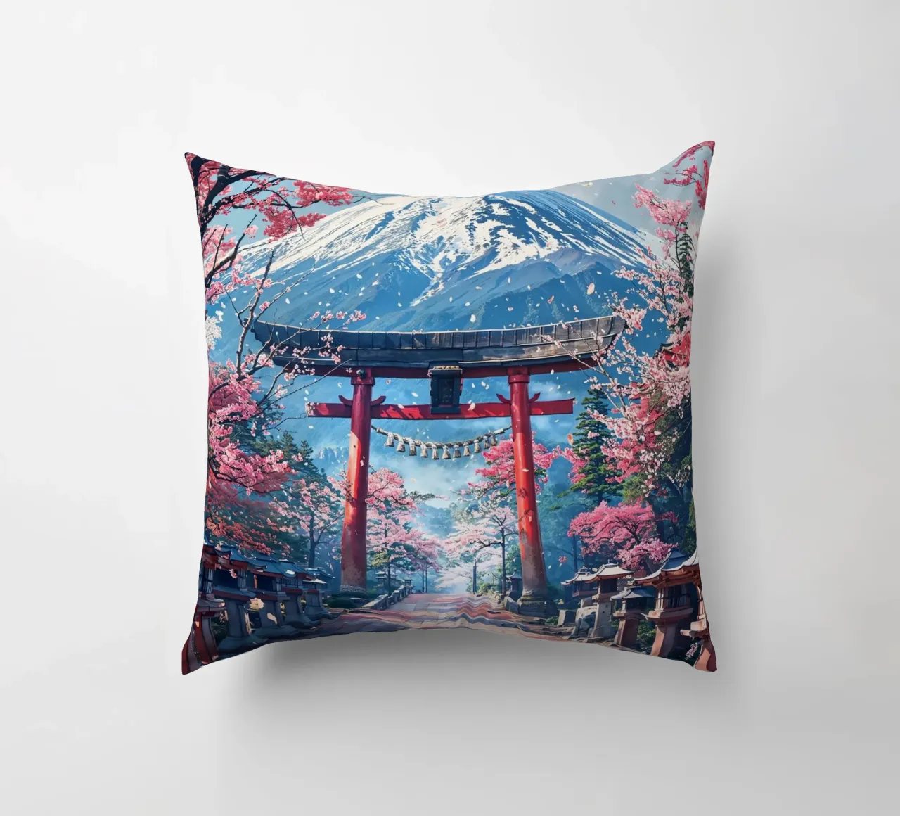Sacred Sakura Path to Fuji cuscino da Pixaverse