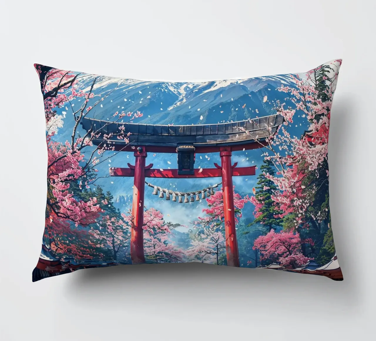 Sacred Sakura Path to Fuji cuscino da Pixaverse