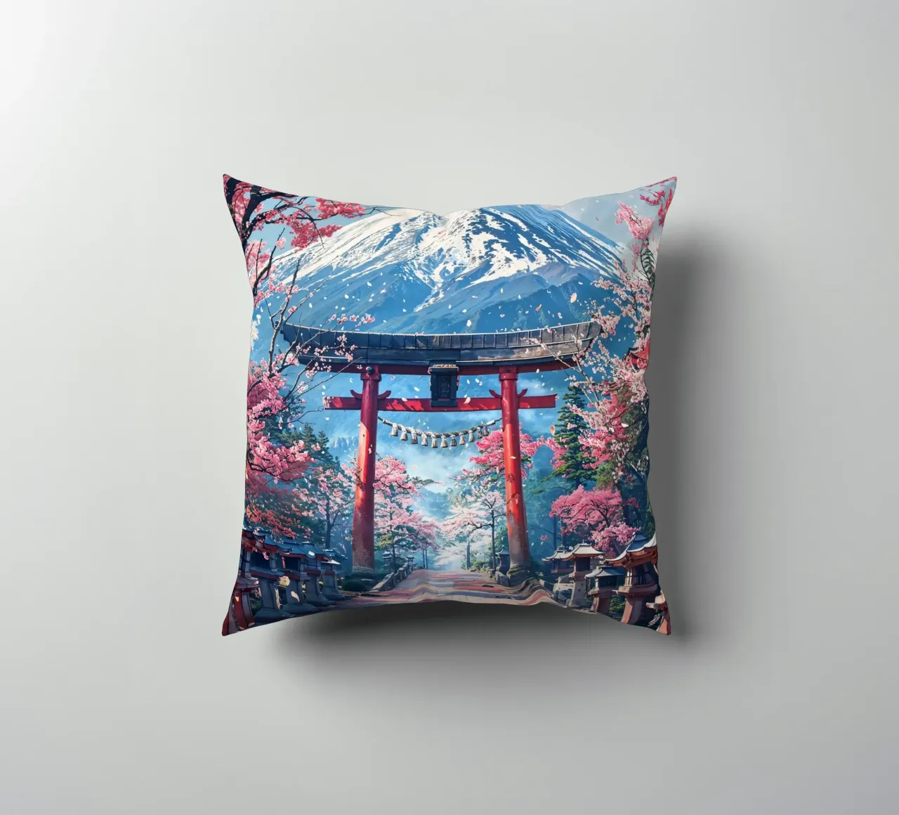 Sacred Sakura Path to Fuji cuscino da Pixaverse