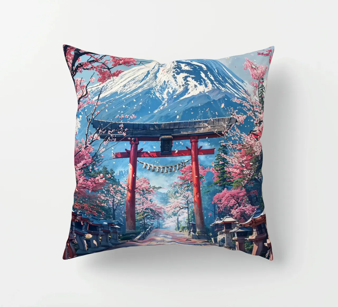 Sacred Sakura Path to Fuji cuscino da Pixaverse