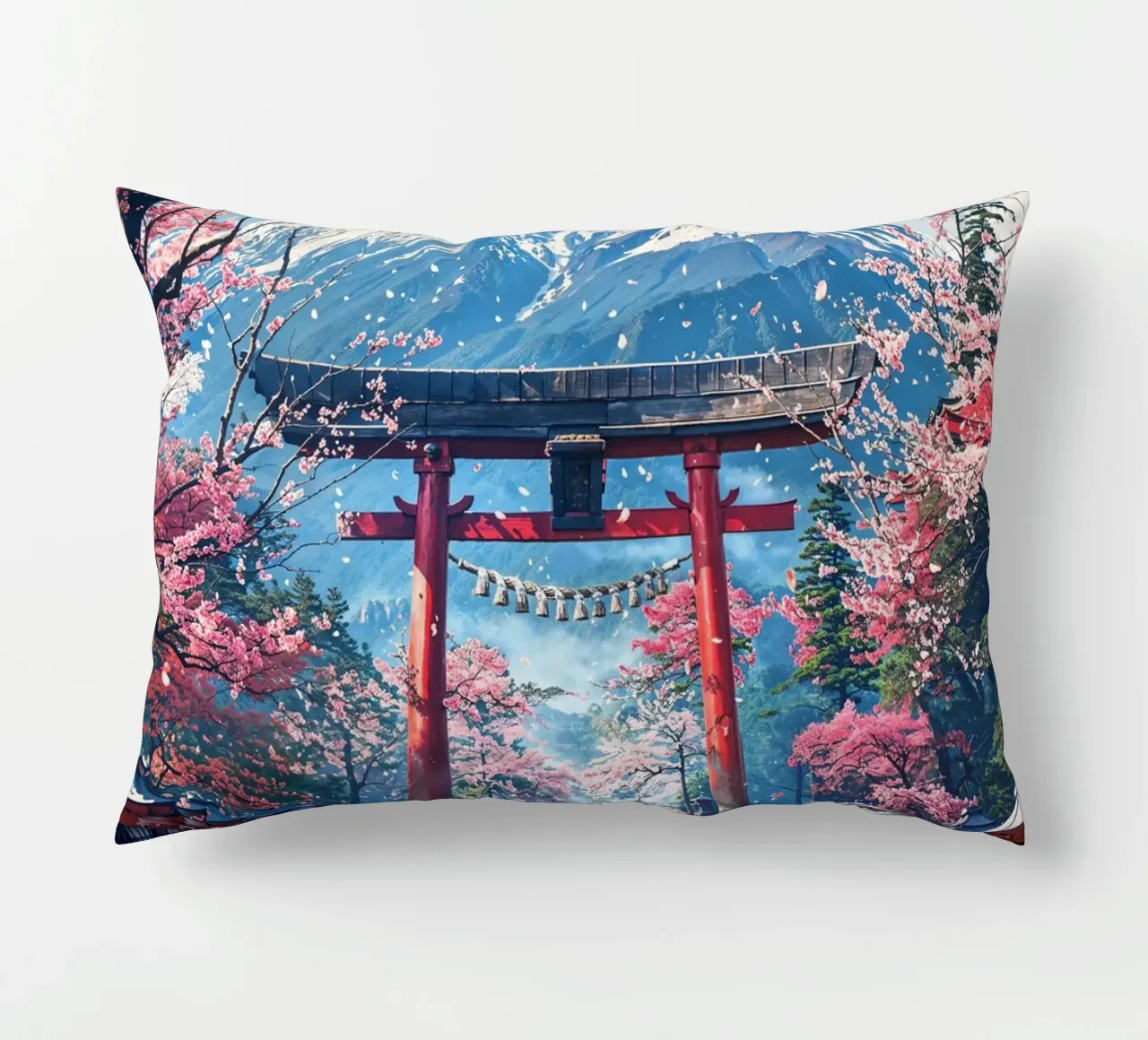 Sacred Sakura Path to Fuji cuscino da Pixaverse