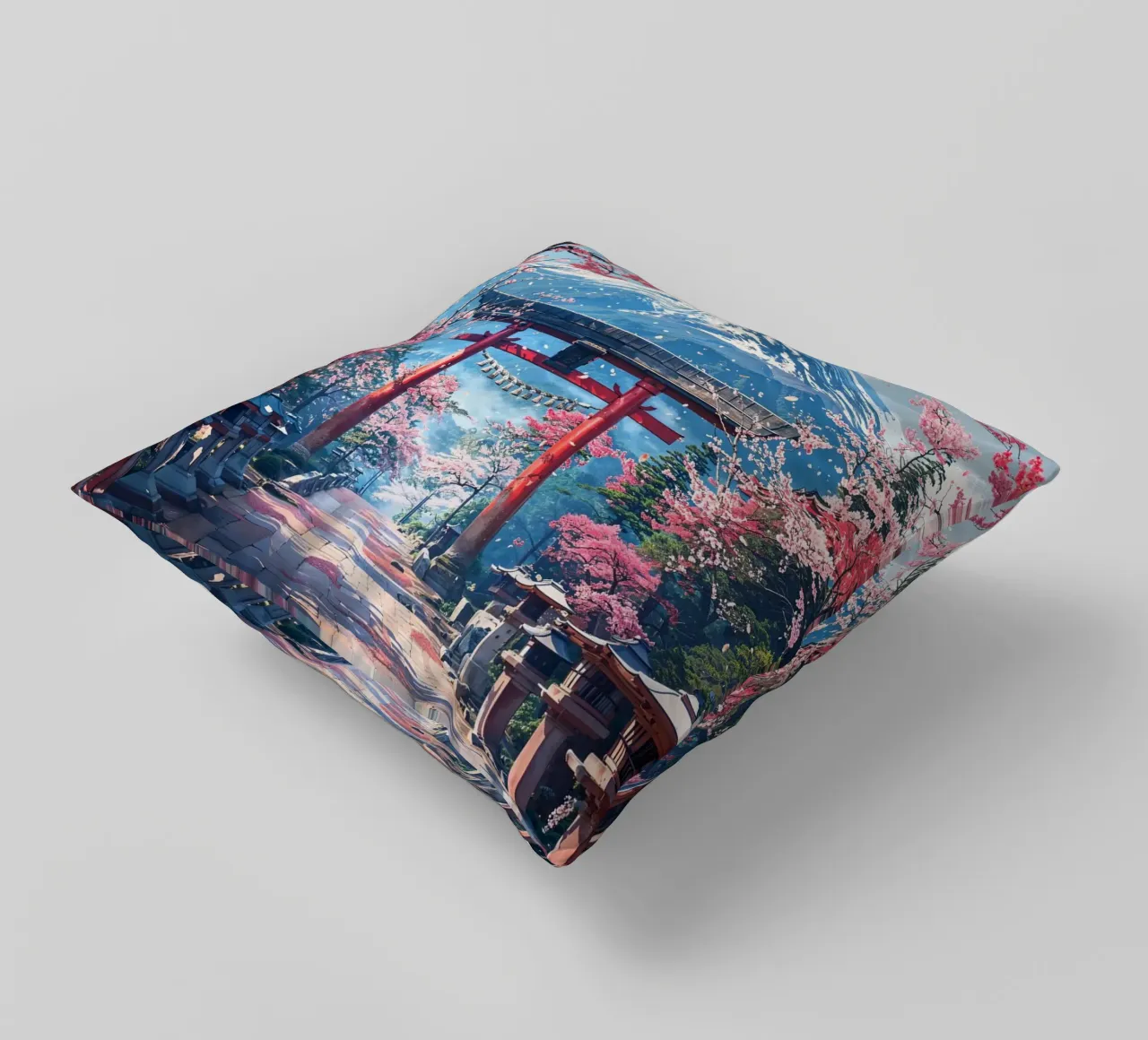 Sacred Sakura Path to Fuji cuscino da Pixaverse