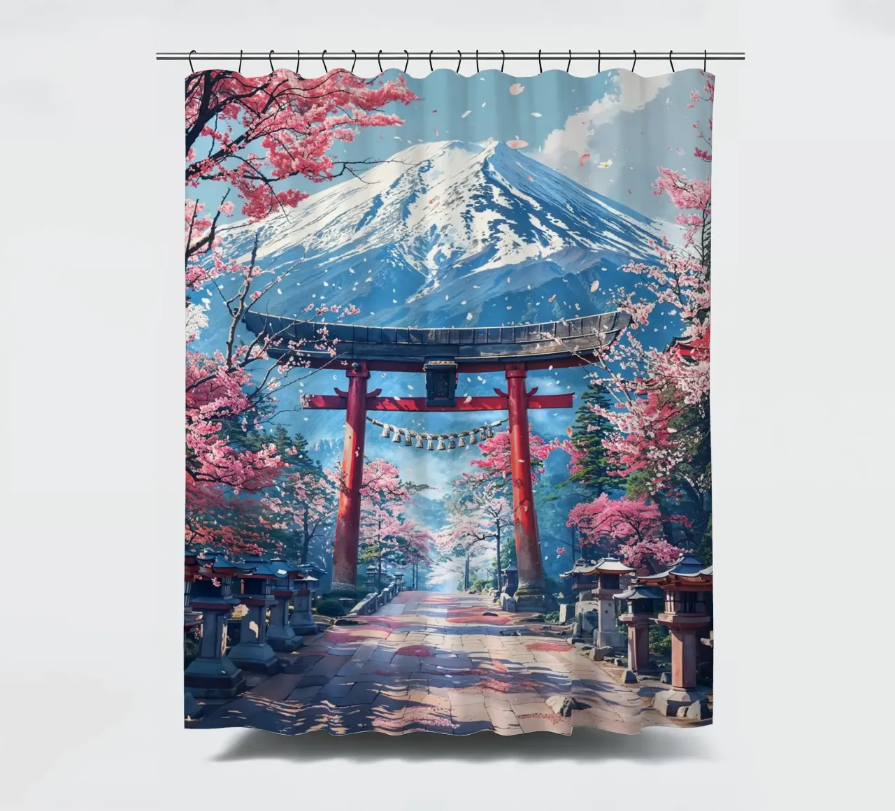 Sacred Sakura Path to Fuji tenda da doccia da Pixaverse