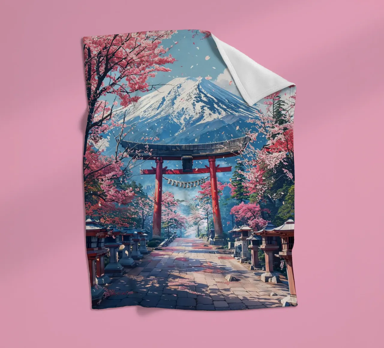 Sacred Sakura Path to Fuji coperta in pile da Pixaverse