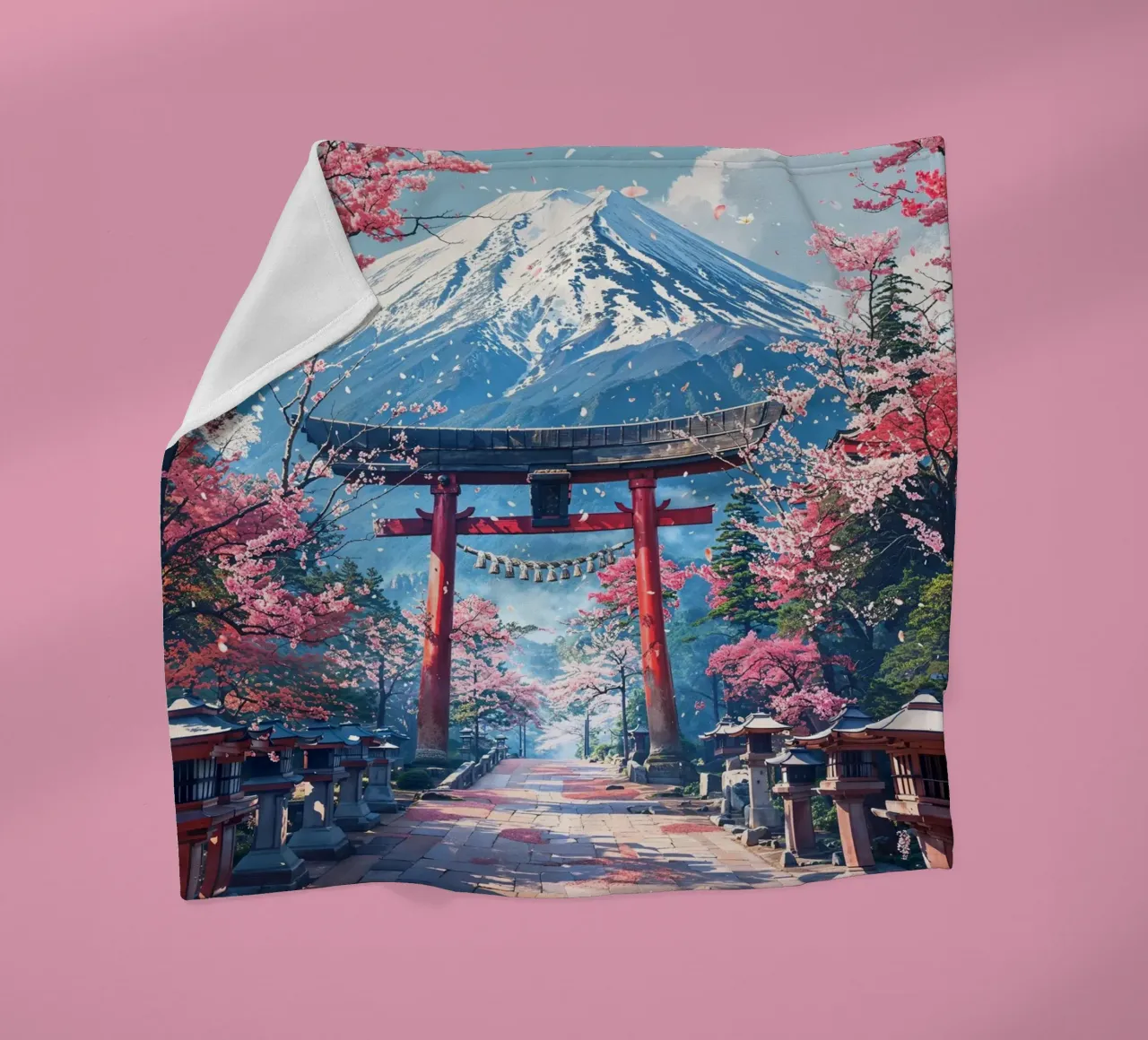 Sacred Sakura Path to Fuji coperta in pile da Pixaverse