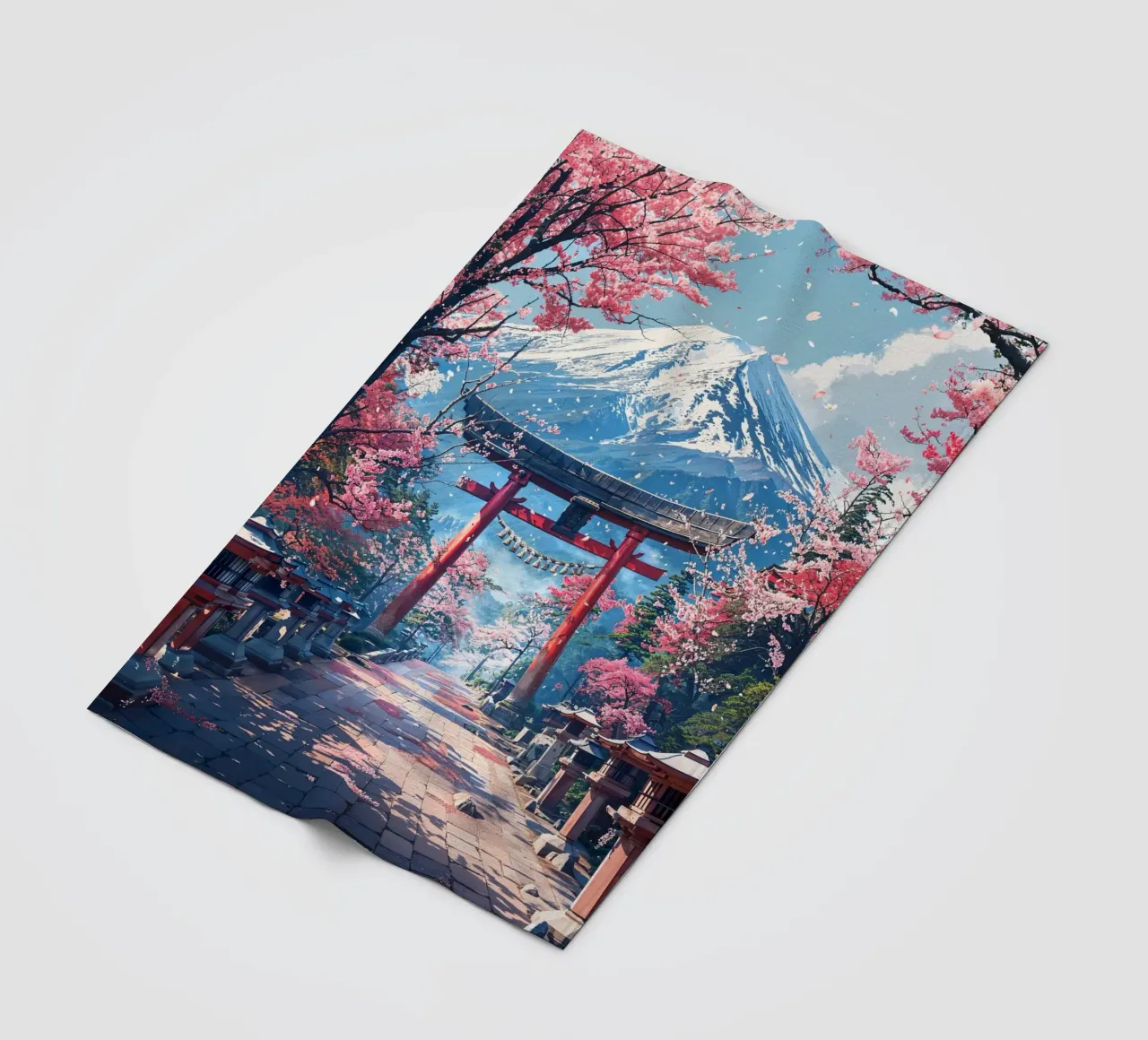 Sacred Sakura Path to Fuji coperta in pile da Pixaverse