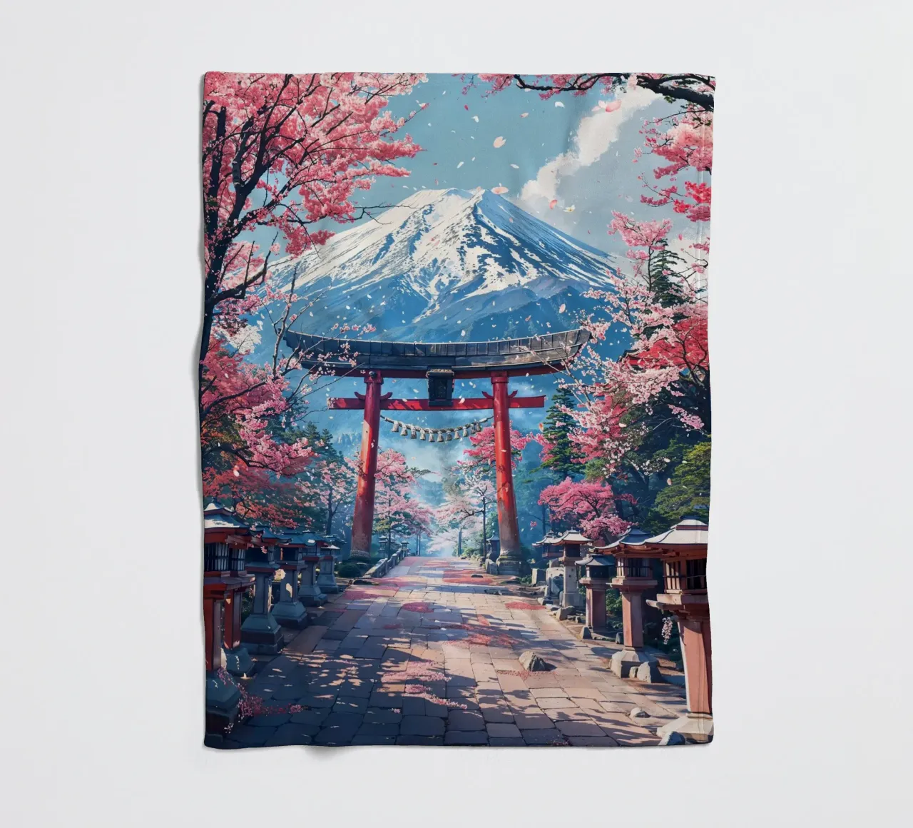 Sacred Sakura Path to Fuji coperta in pile da Pixaverse
