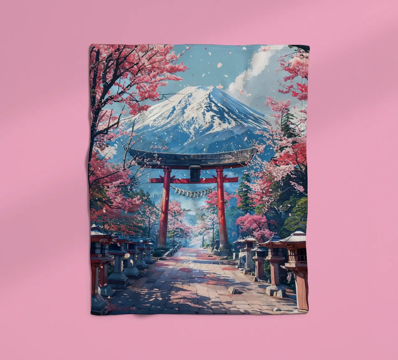Sacred Sakura Path to Fuji coperta in pile da Pixaverse