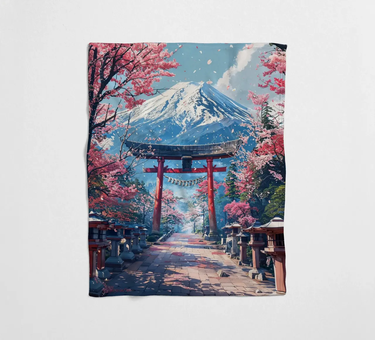 Sacred Sakura Path to Fuji coperta in pile da Pixaverse