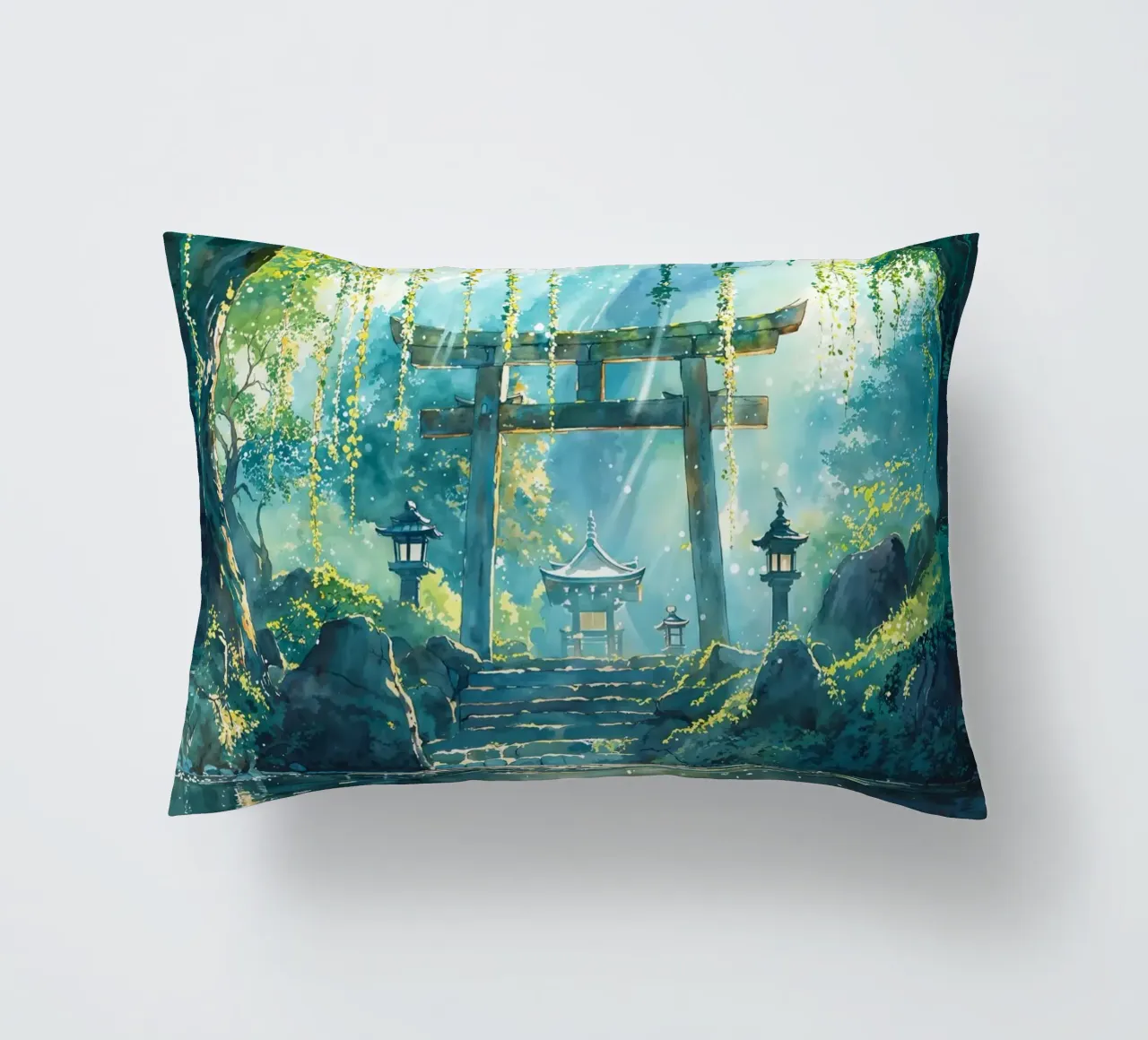 Forest Kami Shrine cuscino da Pixaverse