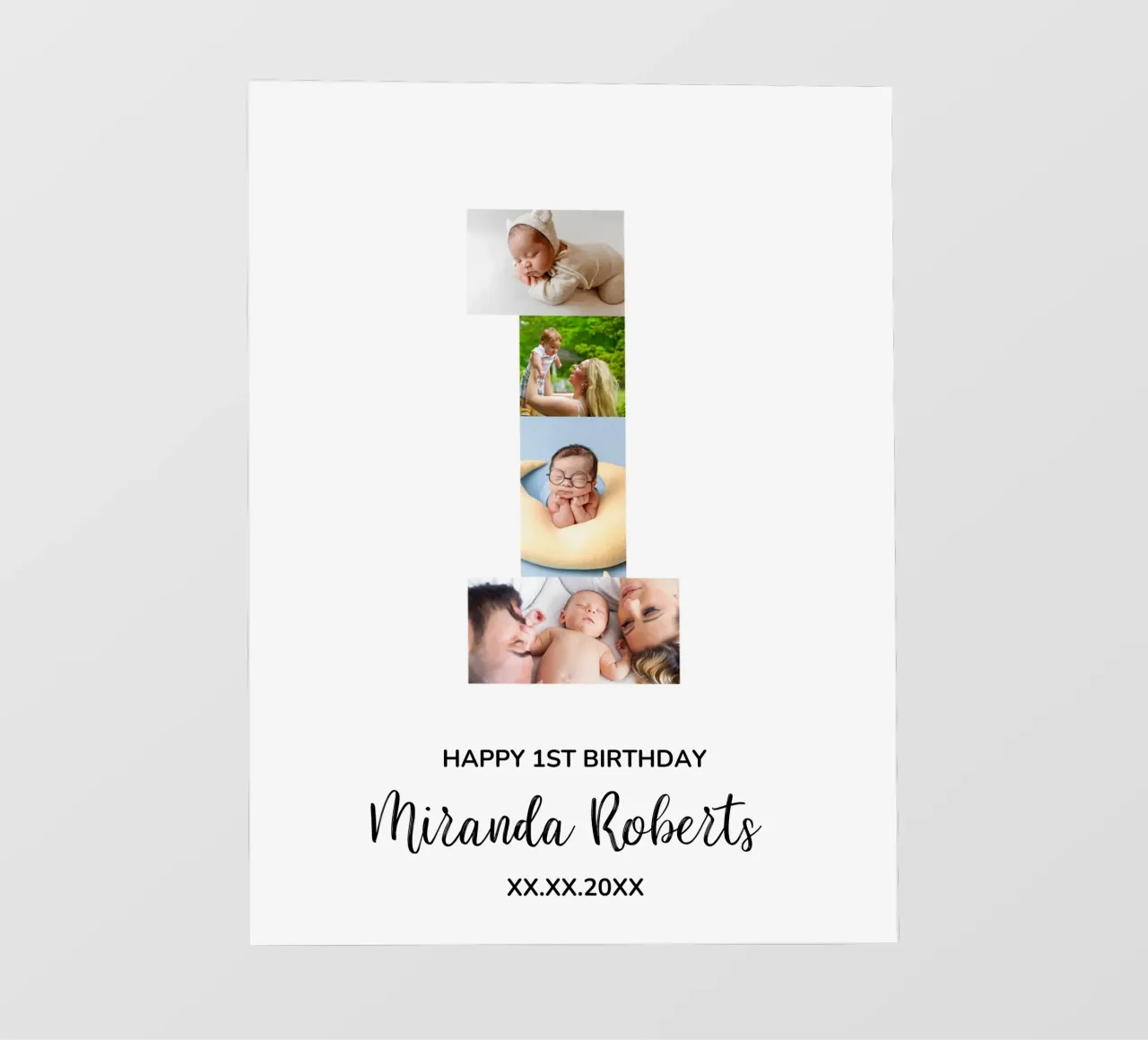 1st Birthday Number 1 Photo Collage Custom Picture Poster telo in pvc da Custom4U