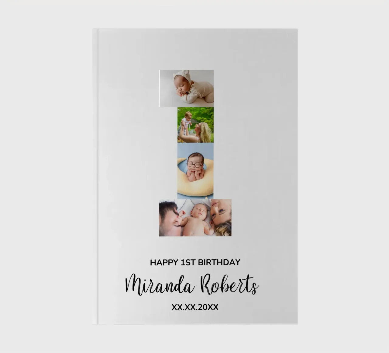 1st Birthday Number 1 Photo Collage Custom Picture Poster notebook by Custom4U