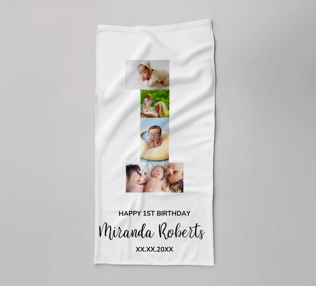 1st Birthday Number 1 Photo Collage Custom Picture Poster Handtuch von Custom4U