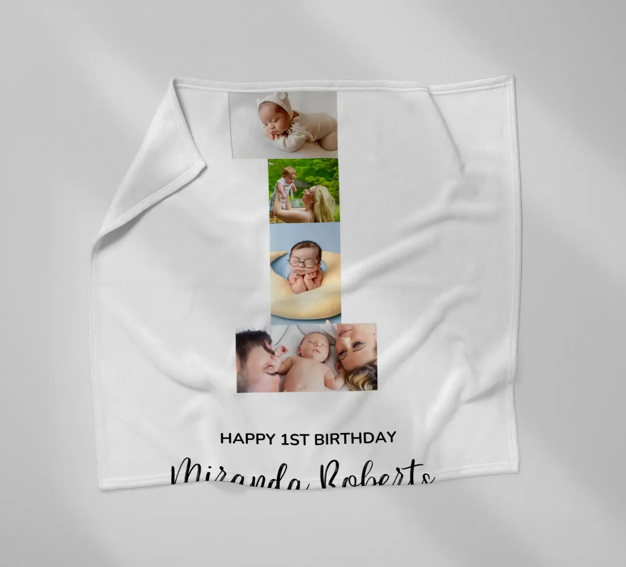 1st Birthday Number 1 Photo Collage Custom Picture Poster coperta in pile da Custom4U