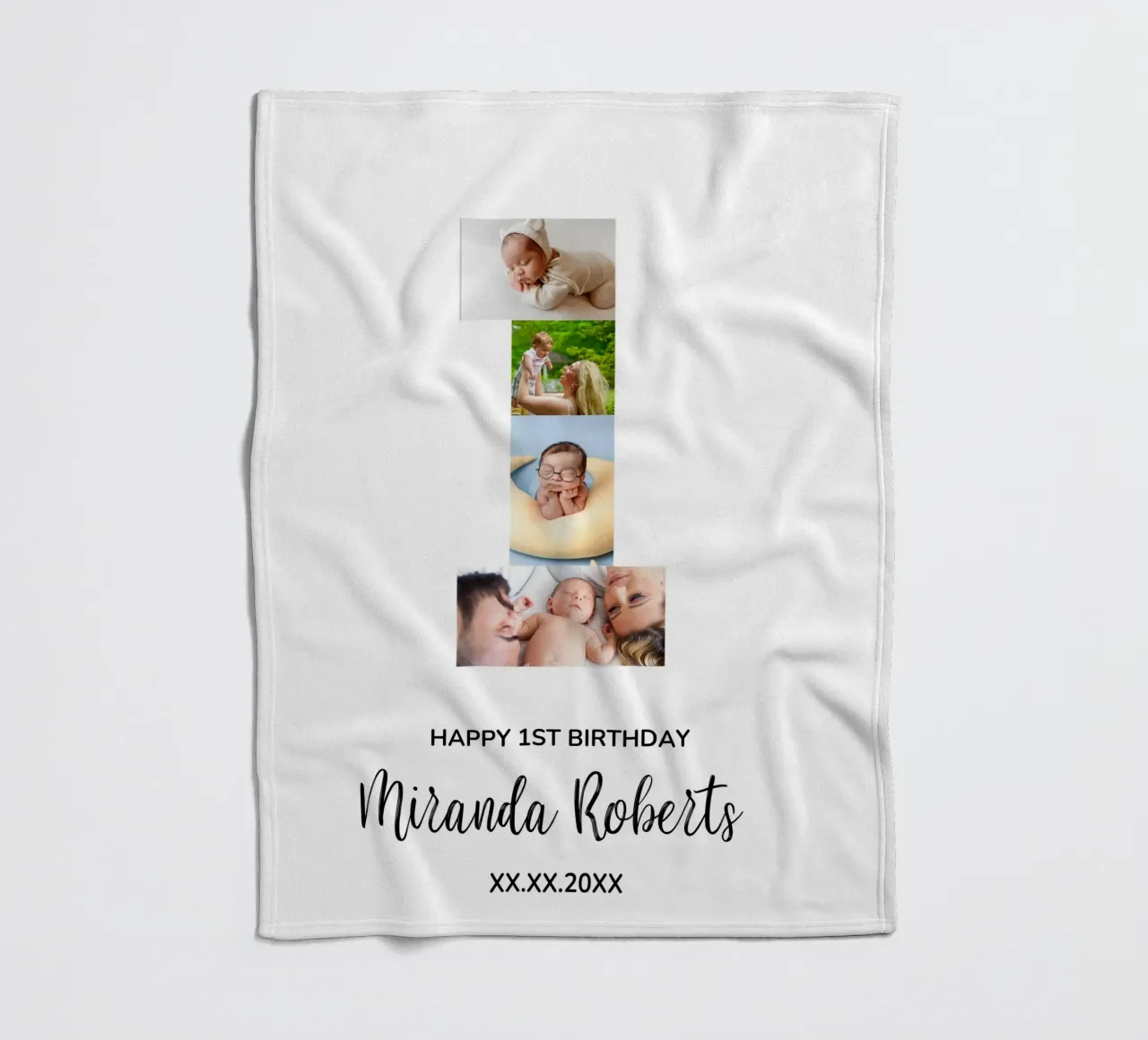 1st Birthday Number 1 Photo Collage Custom Picture Poster coperta in pile da Custom4U