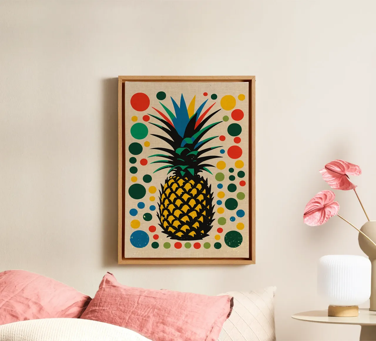Ananas colorato tela con Cornice a cassetta da Providence Mbabazi Studio
