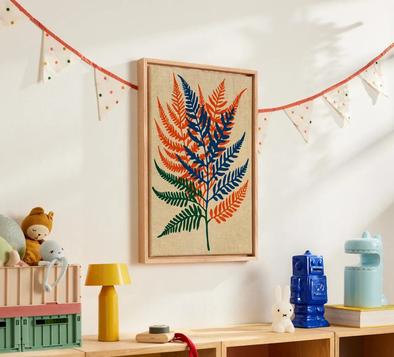 Felce colorata e minimalista tela con Cornice a cassetta da Providence Mbabazi Studio