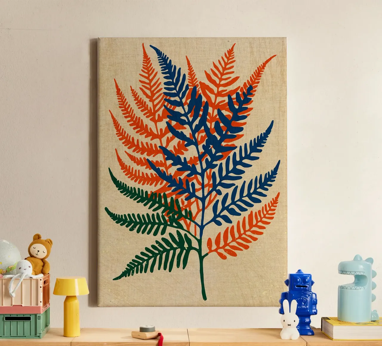Felce colorata e minimalista tela con Cornice a cassetta da Providence Mbabazi Studio