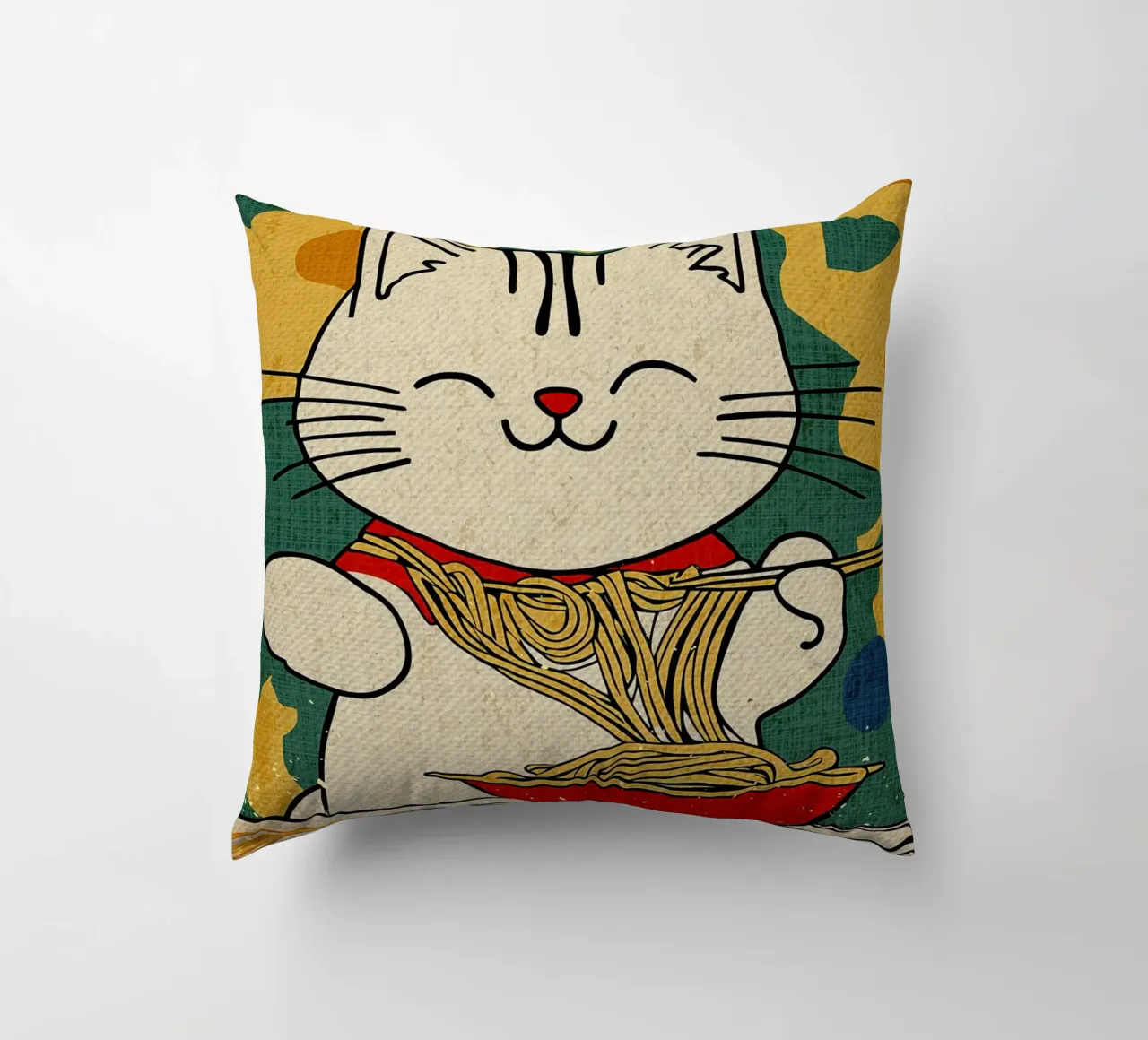 Amante delle tagliatelle per gatti cuscino da Providence Mbabazi Studio