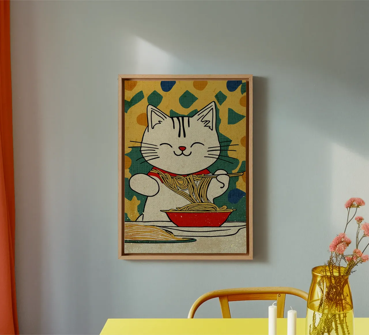 Amante delle tagliatelle per gatti tela con Cornice a cassetta da Providence Mbabazi Studio