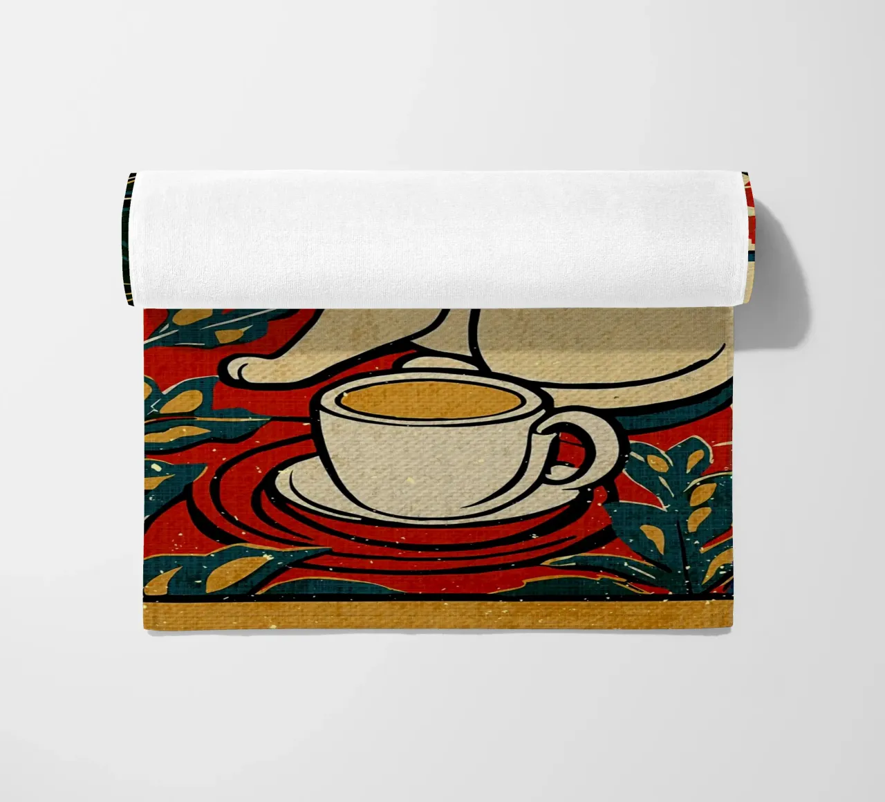 Gatto e caffè telo mare da Providence Mbabazi Studio