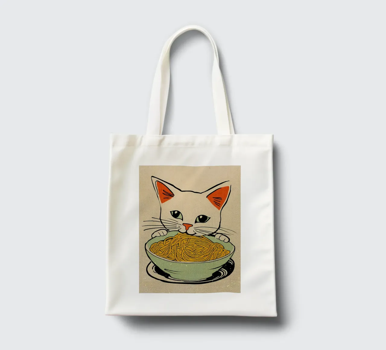 Cat Sitting with Noodles tote bag by Providence Mbabazi Studio