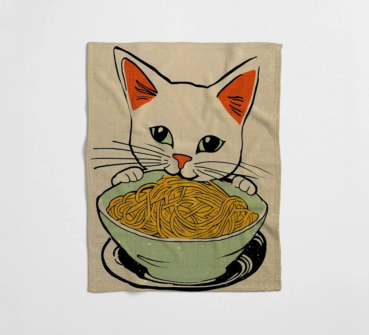 Gatto seduto con spaghetti coperta in pile da Providence Mbabazi Studio