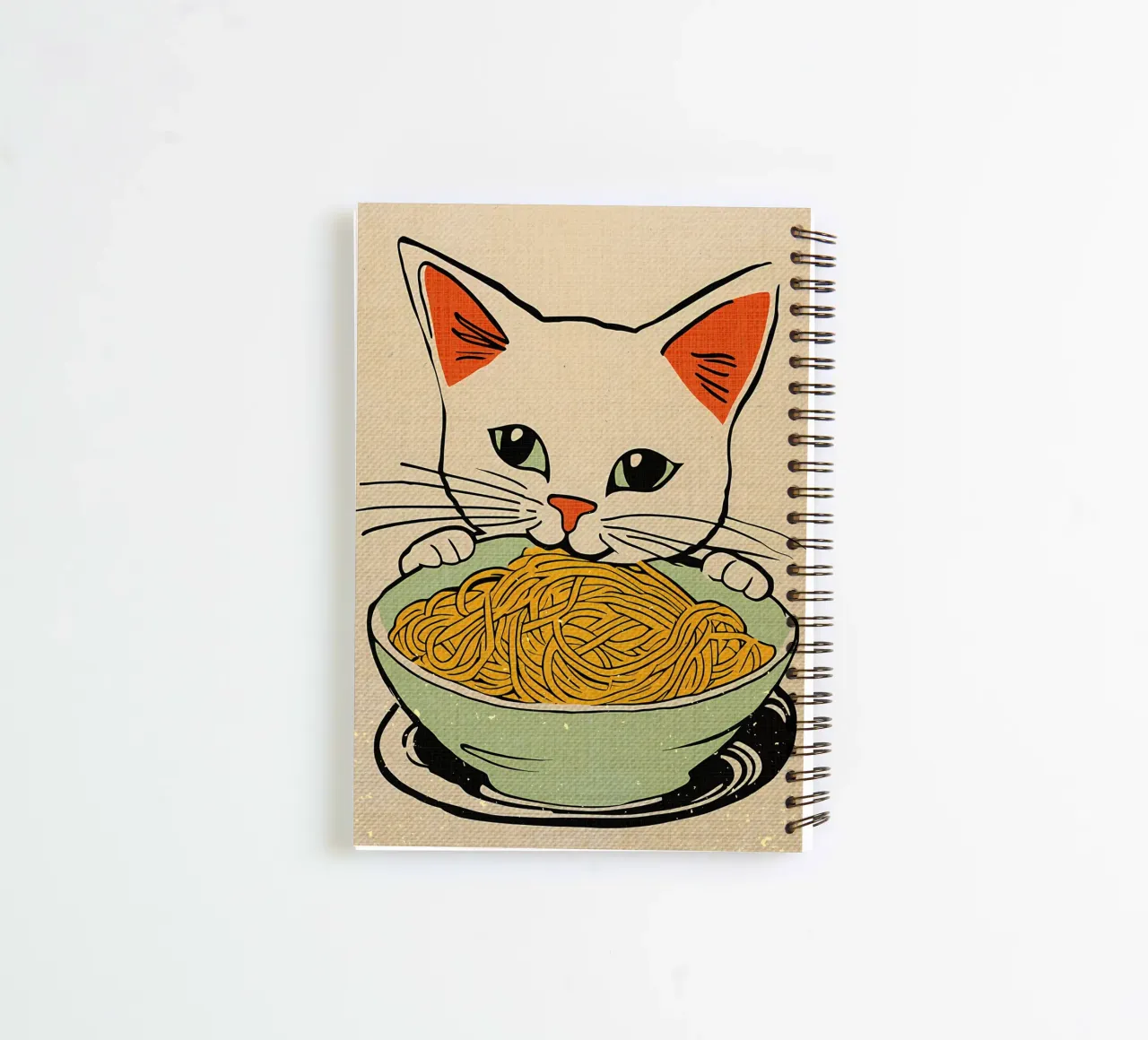 Cat Sitting with Noodles spiral notebook by Providence Mbabazi Studio