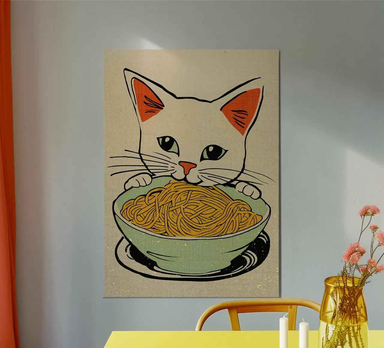 Cat Sitting with Noodles poster by Providence Mbabazi Studio