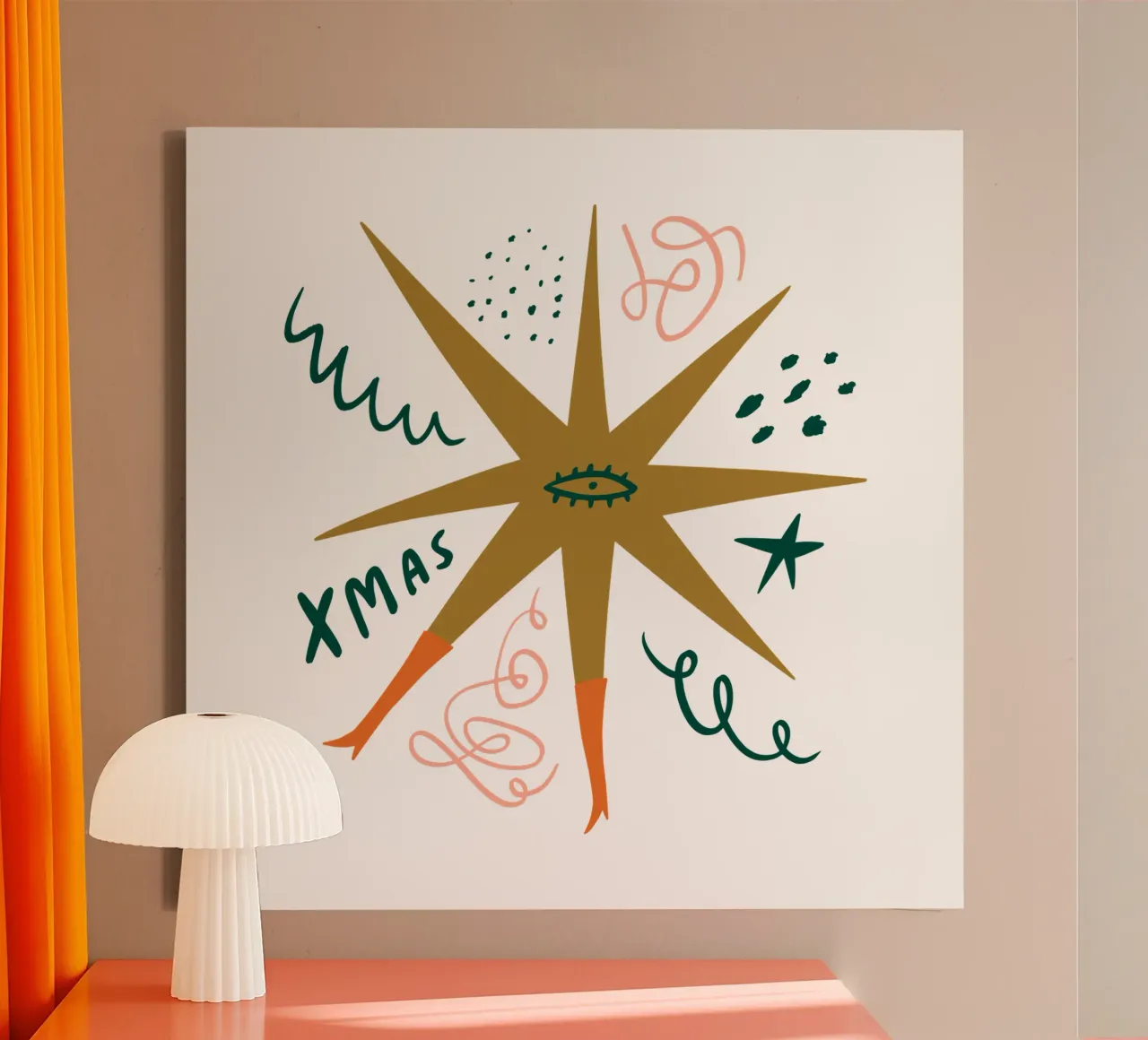 Happy Christmas No 29 (Without Background) tela con Cornice a cassetta da treechild