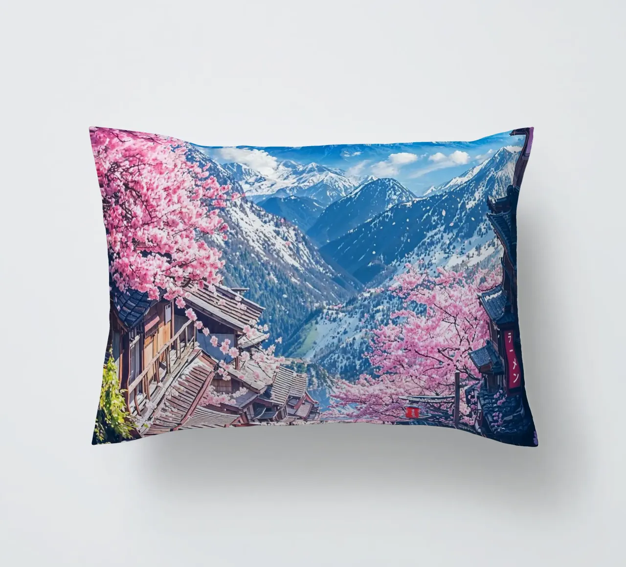 Sakura Street to Fuji cuscino da Pixaverse