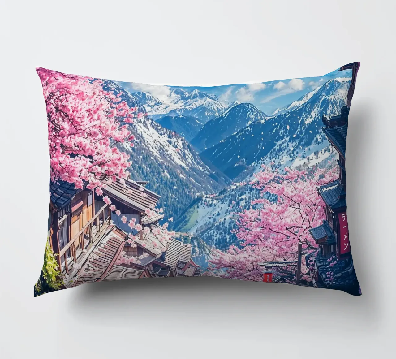 Sakura Street to Fuji cuscino da Pixaverse