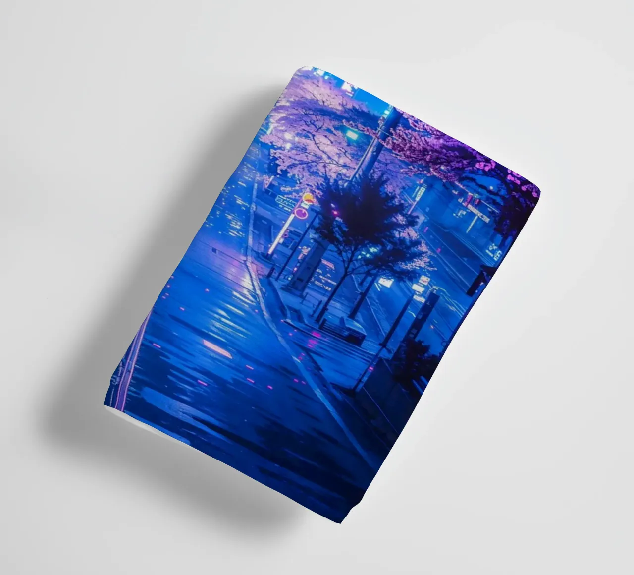 Futuristic Fuji Neon Bloom towel by Pixaverse
