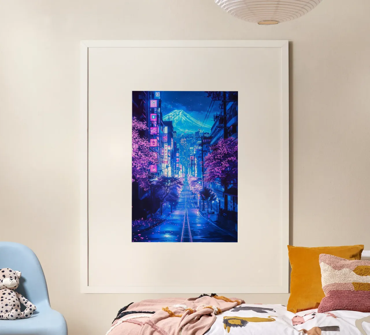 Futuristic Fuji Neon Bloom carta hahnemühle da Pixaverse