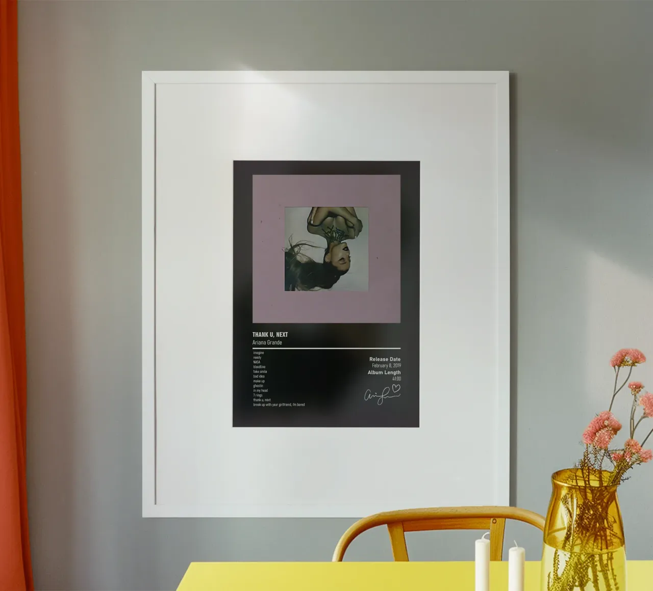 thank u, next (2019) by Ariana Grande poster con telaio in legno da DGUnder