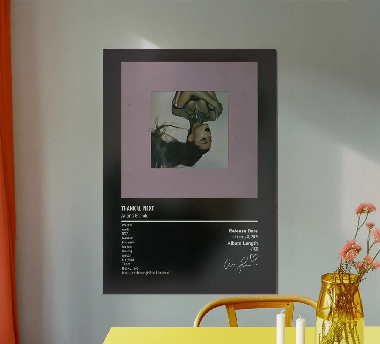 thank u, next (2019) by Ariana Grande poster con telaio in legno da DGUnder